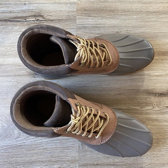 New Sperry Brewster Dark Tan Brown Waterproof Duck Boots STS14140 Size 10.5 - Picture 3 of 12